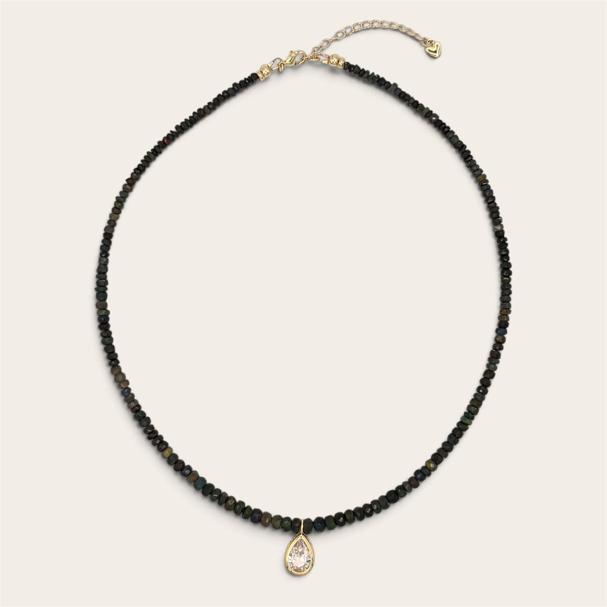 24k Gold-Filled Black Ethiopian Opal Necklace