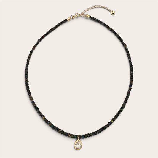 24k Gold-Filled Black Ethiopian Opal Necklace