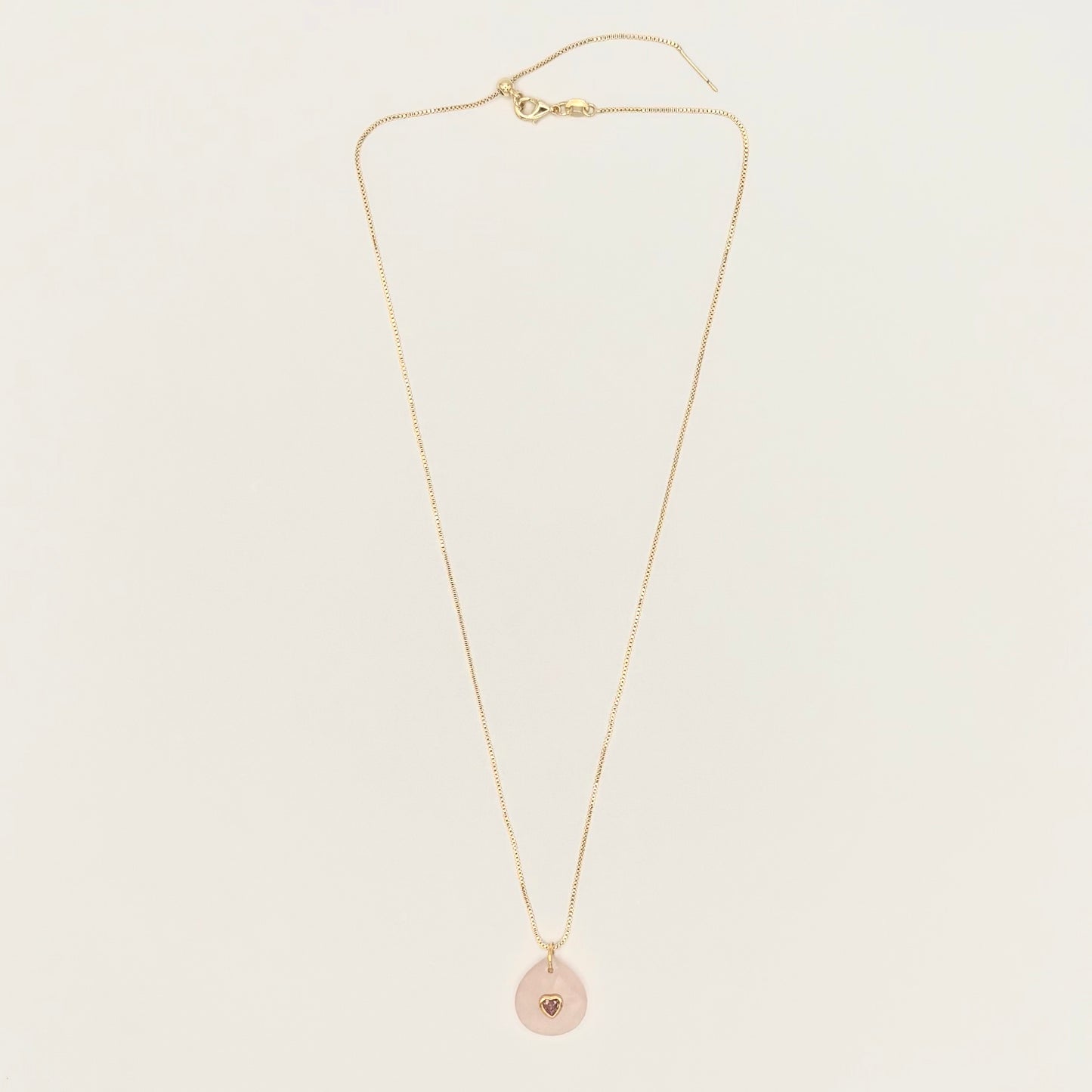 Rose Quartz, CZ & 24k Gold-Filled Necklace