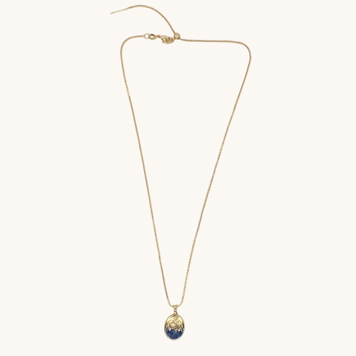 24K Gold-Filled Adjustable Chain Necklace with 18K Enamel Moon, Star & Sea Pendant (Clear CZ)