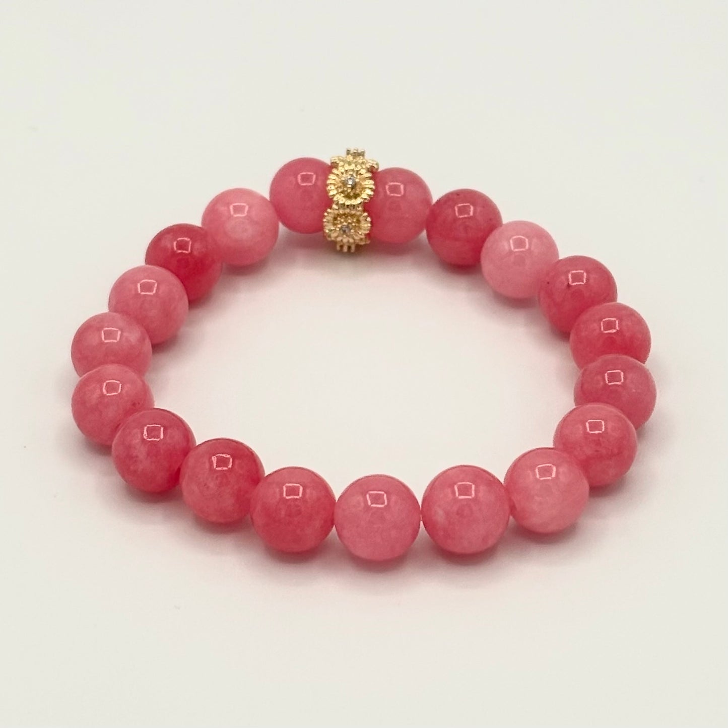 Pink Jade and Gold-Filled Kids Stretch Bracelet