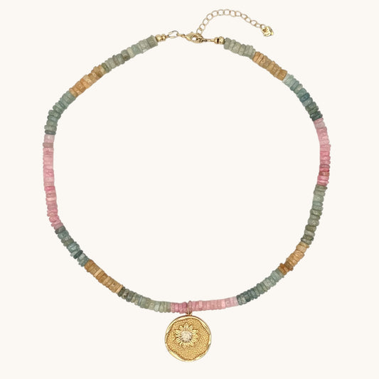 Multi Gemstone & 24k Gold-Filled Sunflower Gemstone Necklace