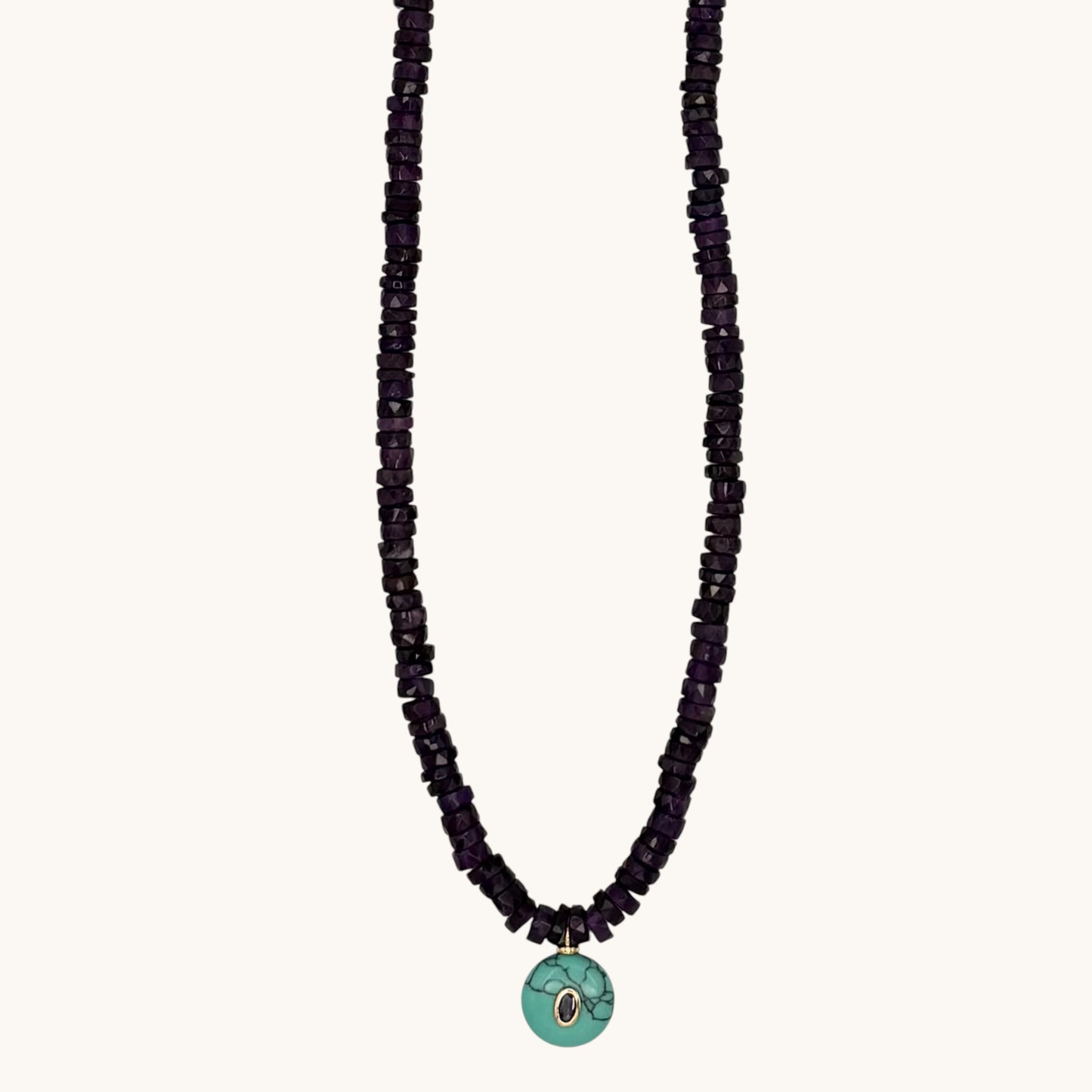Amethyst, Turquoise & 18k Gold-Filled Gemstone Necklace