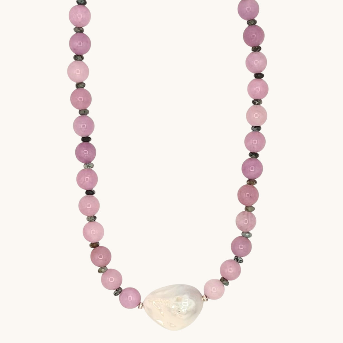 Purple Agate & Turquoise Necklace with Baroque Pearl | 18K Gold-Filled Accents