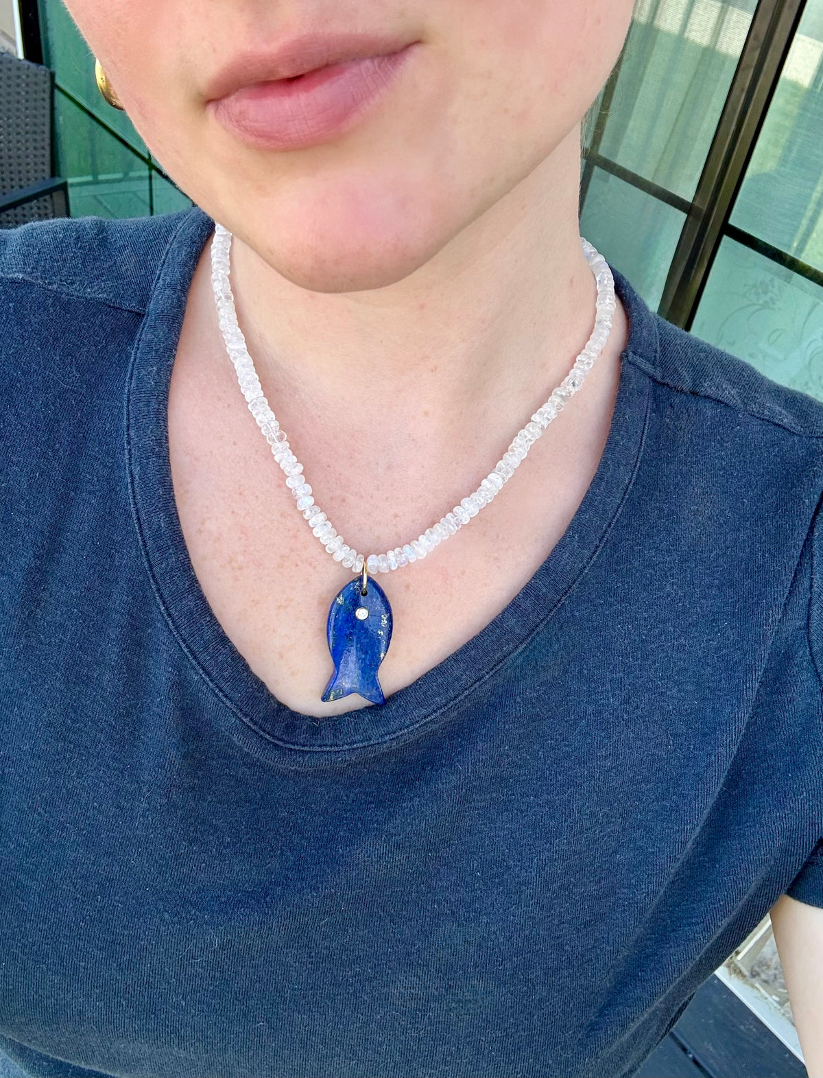 Rainbow Moonstone, Lapis Lazuli & 18k Gold-Filled Gemstone Necklace