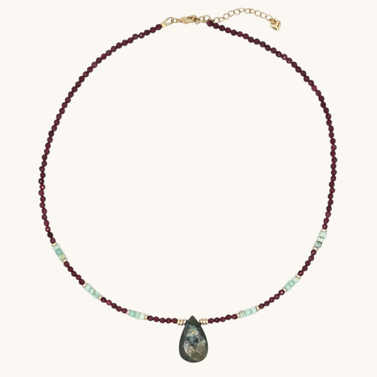 Ruby, Amazonite & Labradorite Necklace with 18k Gold-Filled Spacers
