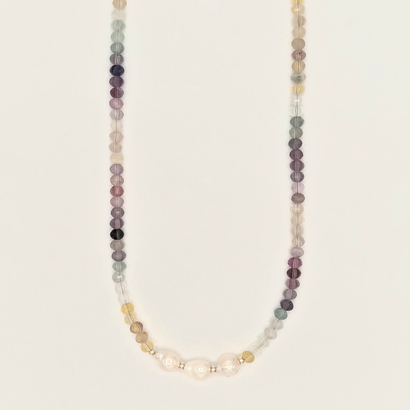 Fluorite, Freshwater Pearl and 18k Gold-Filled Necklace
