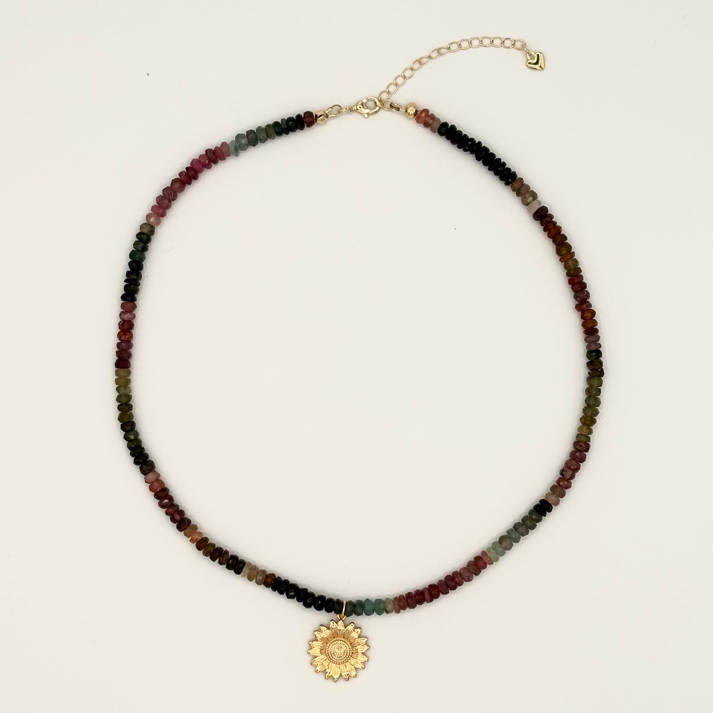 Tourmaline & Gold-Filled Sunflower Necklace