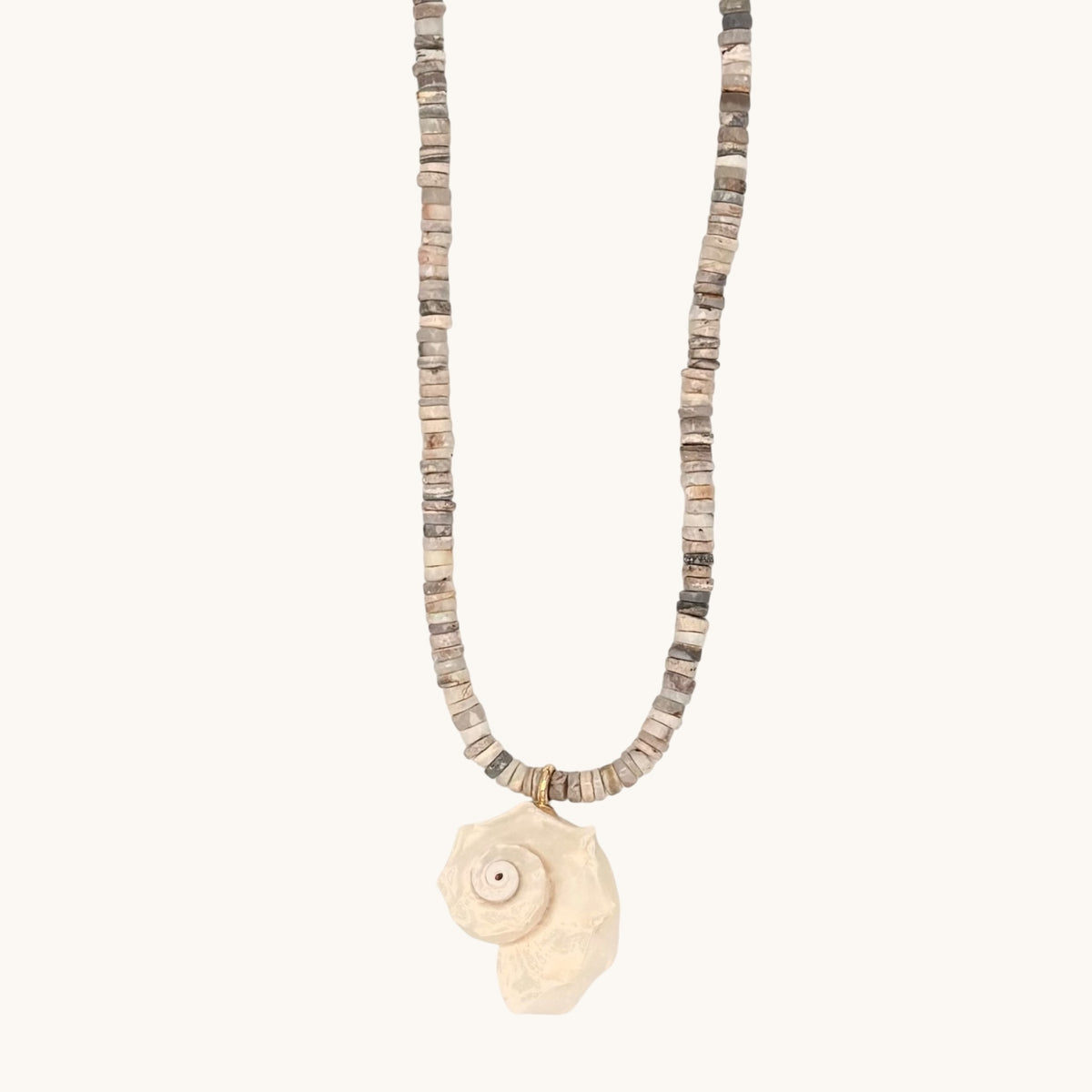 Australian Opal, Natural Conch Shell & 18k Gold-Filled Gemstone Necklace