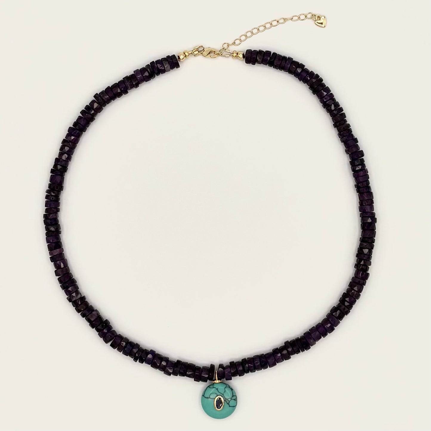 Amethyst, Turquoise & 18k Gold-Filled Gemstone Necklace