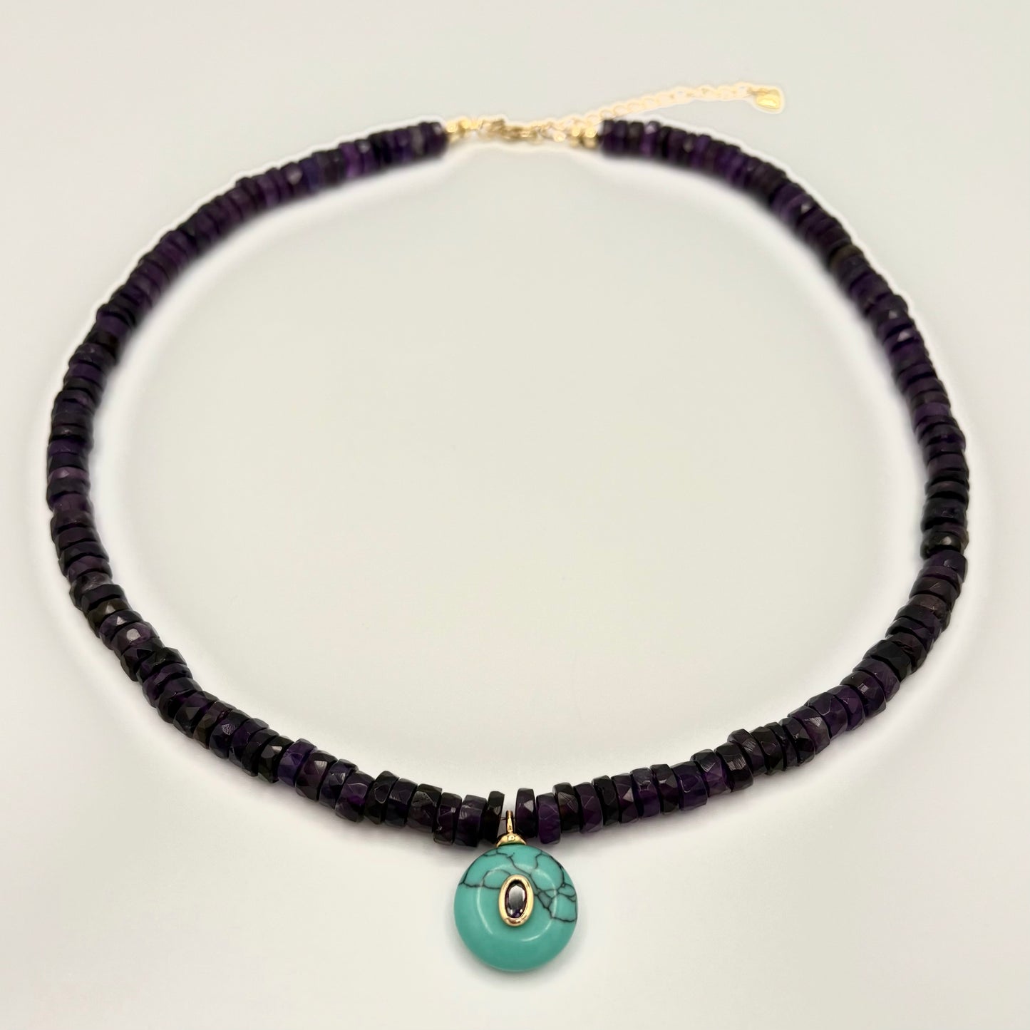 Amethyst, Turquoise & 18k Gold-Filled Gemstone Necklace