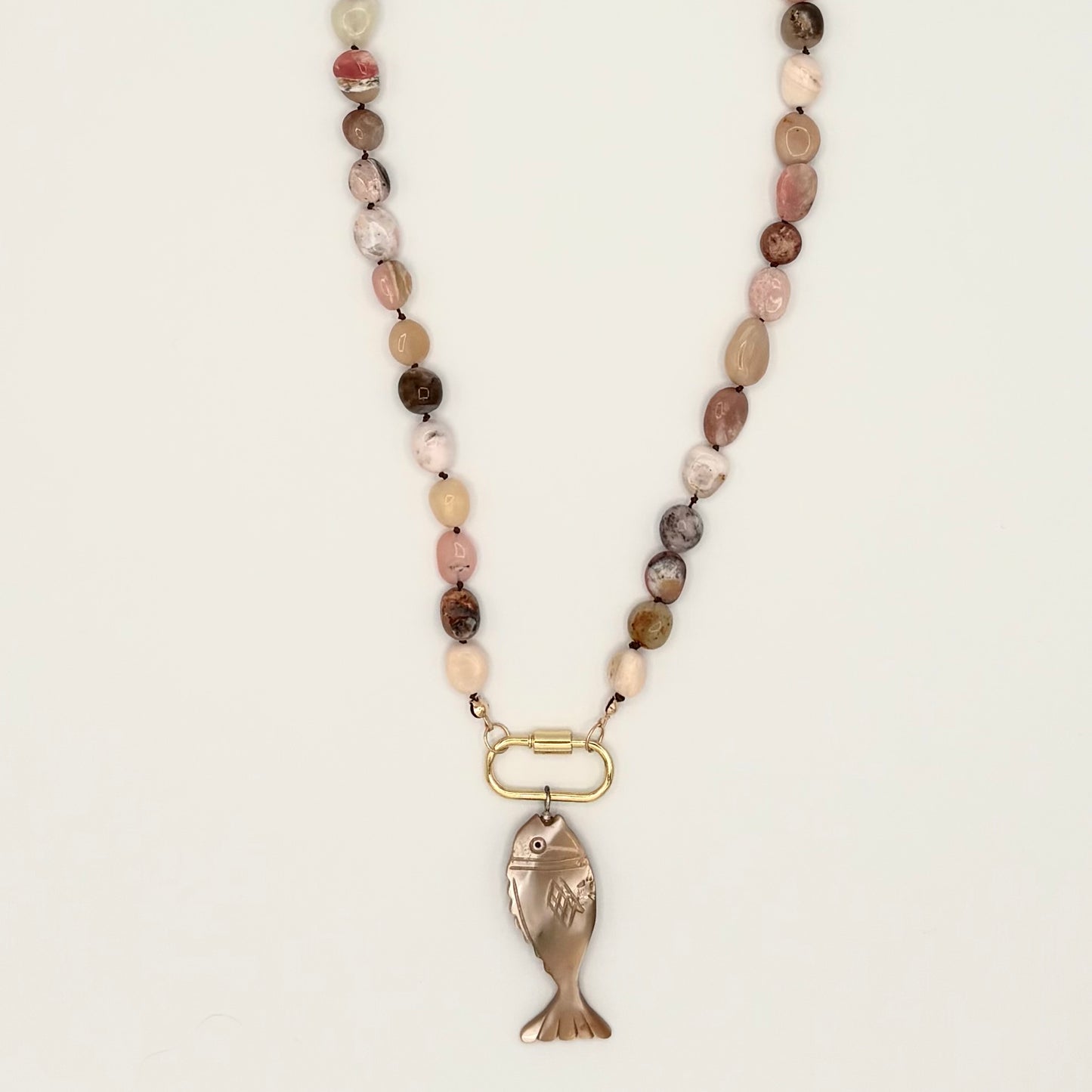 Pink Opal, Abalone & 24k Gold-Filled Necklace