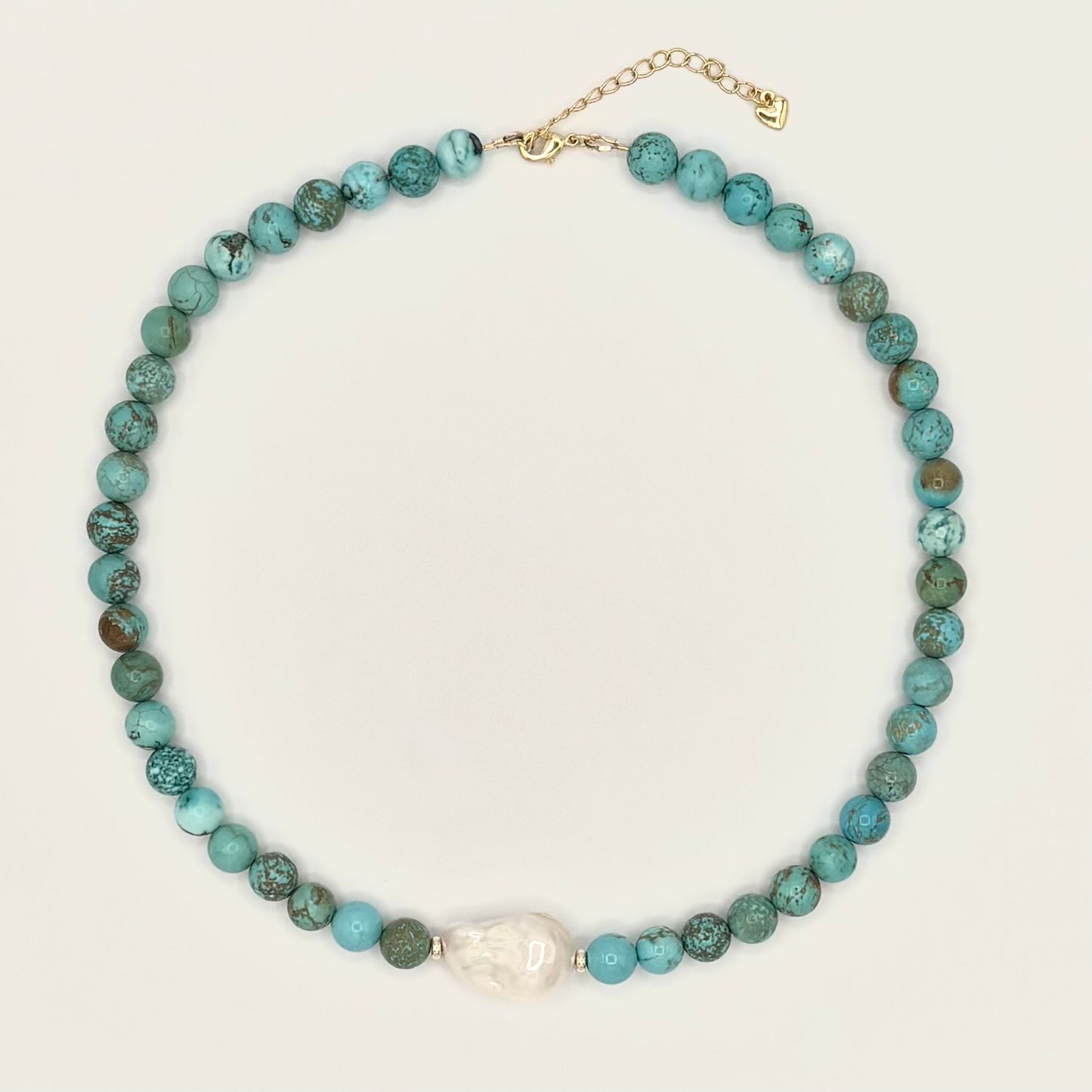 Turquoise, Freshwater Baroque Pearl & 18k Gold-Filled Gemstone Necklace