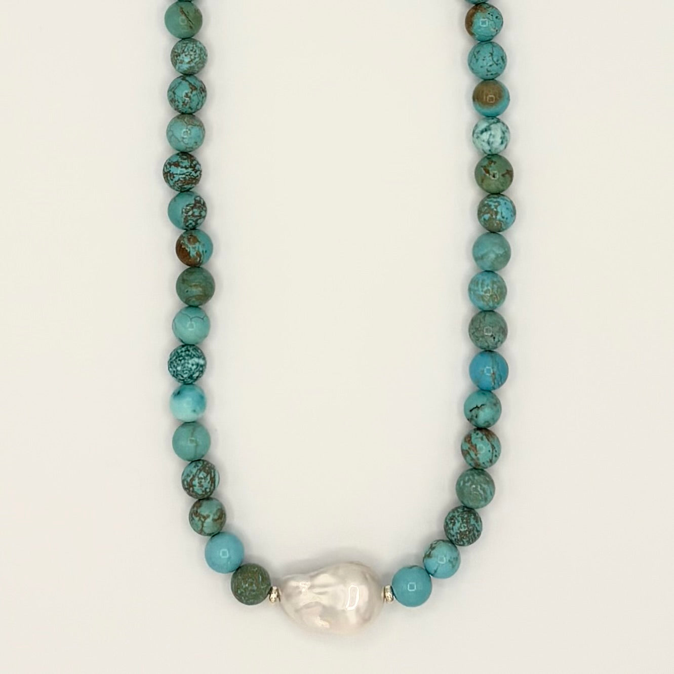 Turquoise, Freshwater Baroque Pearl & 18k Gold-Filled Gemstone Necklace