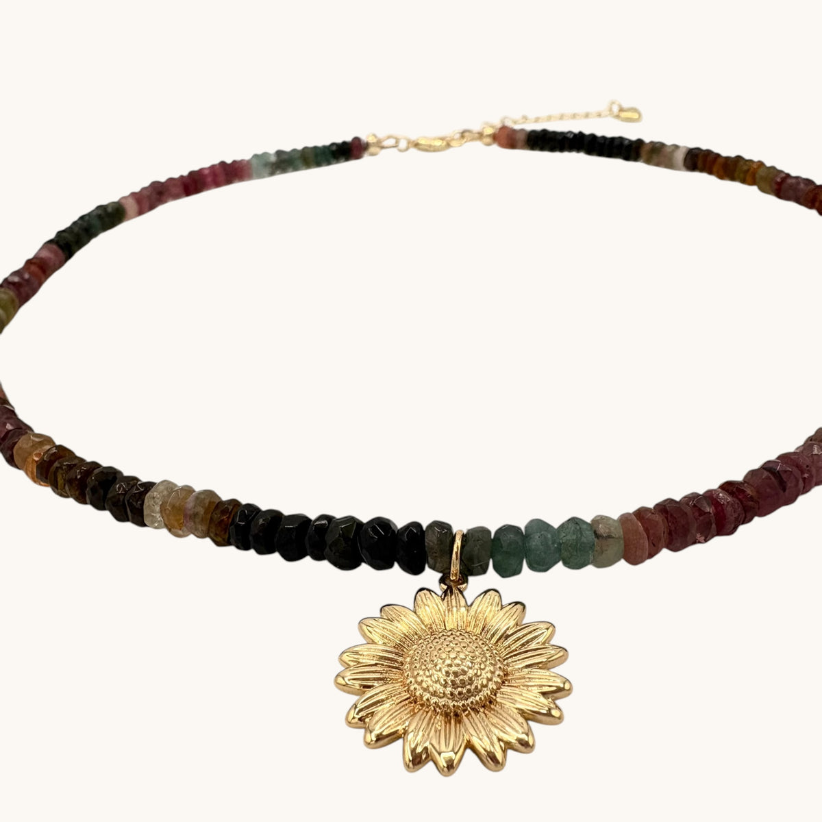 Tourmaline & Gold-Filled Sunflower Necklace