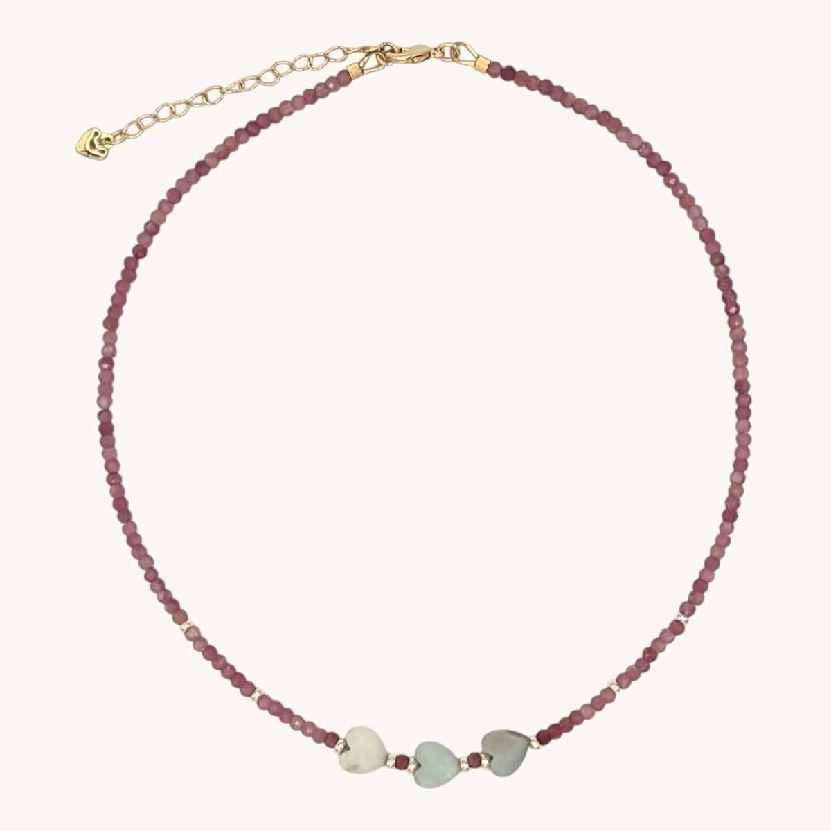 Pink Tourmaline & Amazonite Gemstone Necklace with 18k Gold-Filled Findings