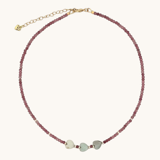 Pink Tourmaline & Amazonite Gemstone Necklace with 18k Gold-Filled Findings