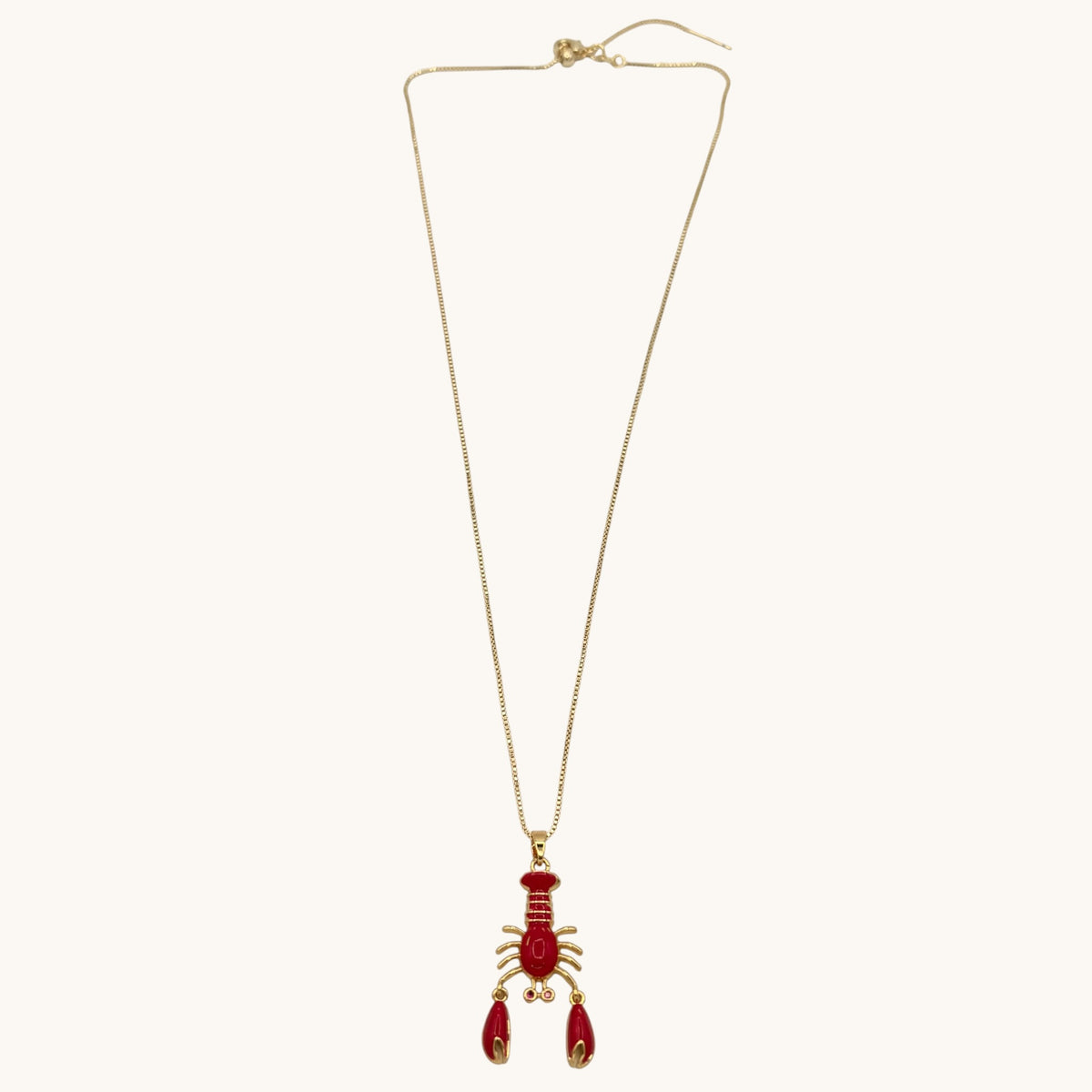 24k Gold-Filled & Enamel Lobster Necklace