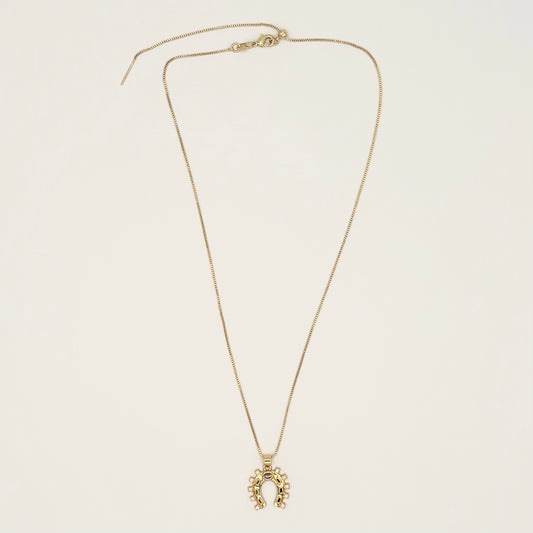 24K Gold-Filled Multicolor CZ Horseshoe Necklace on Adjustable Box Chain