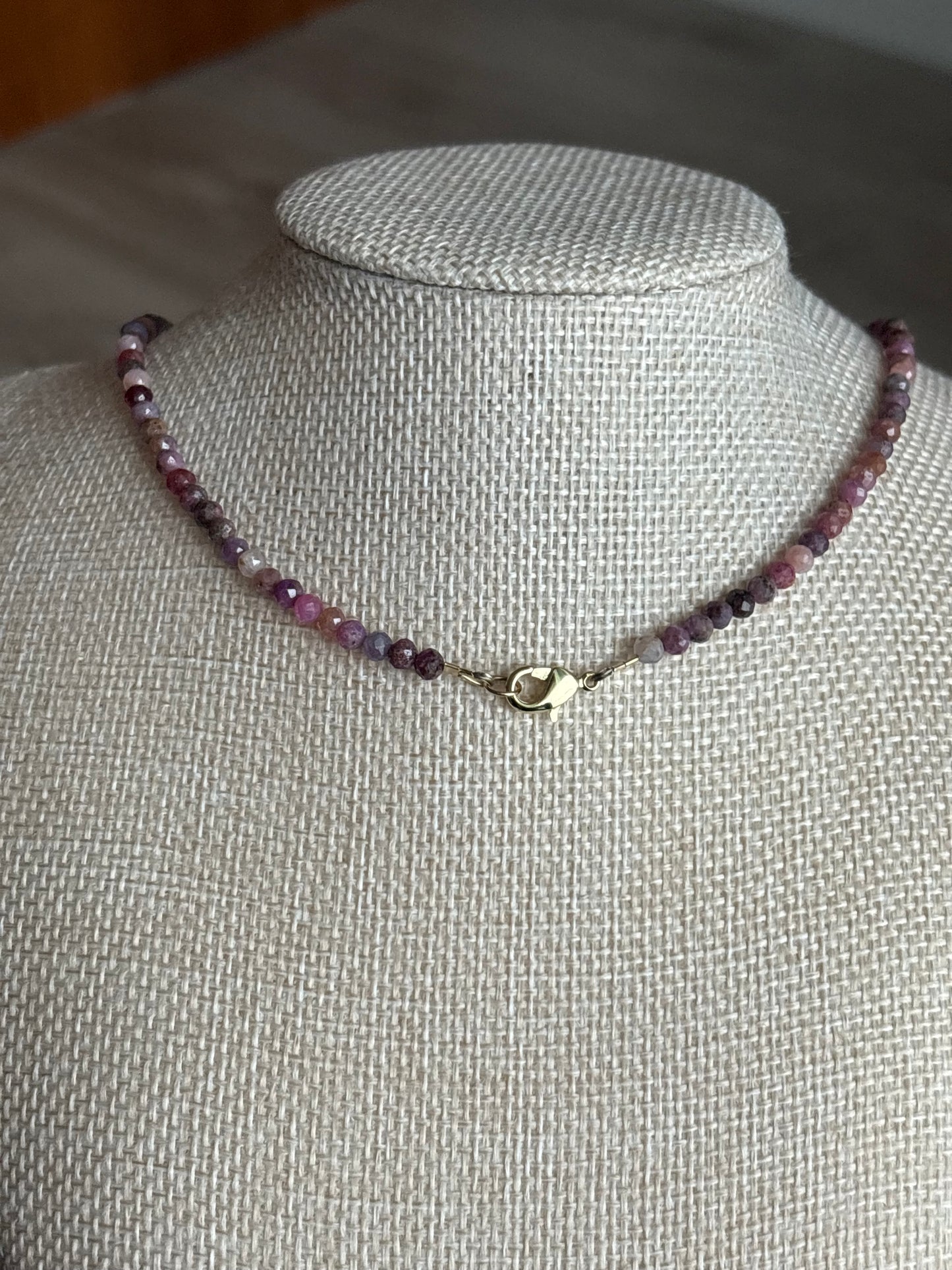 Tourmaline Necklace with Peridot Jade Puff Pendant & 18K Gold-Filled Findings