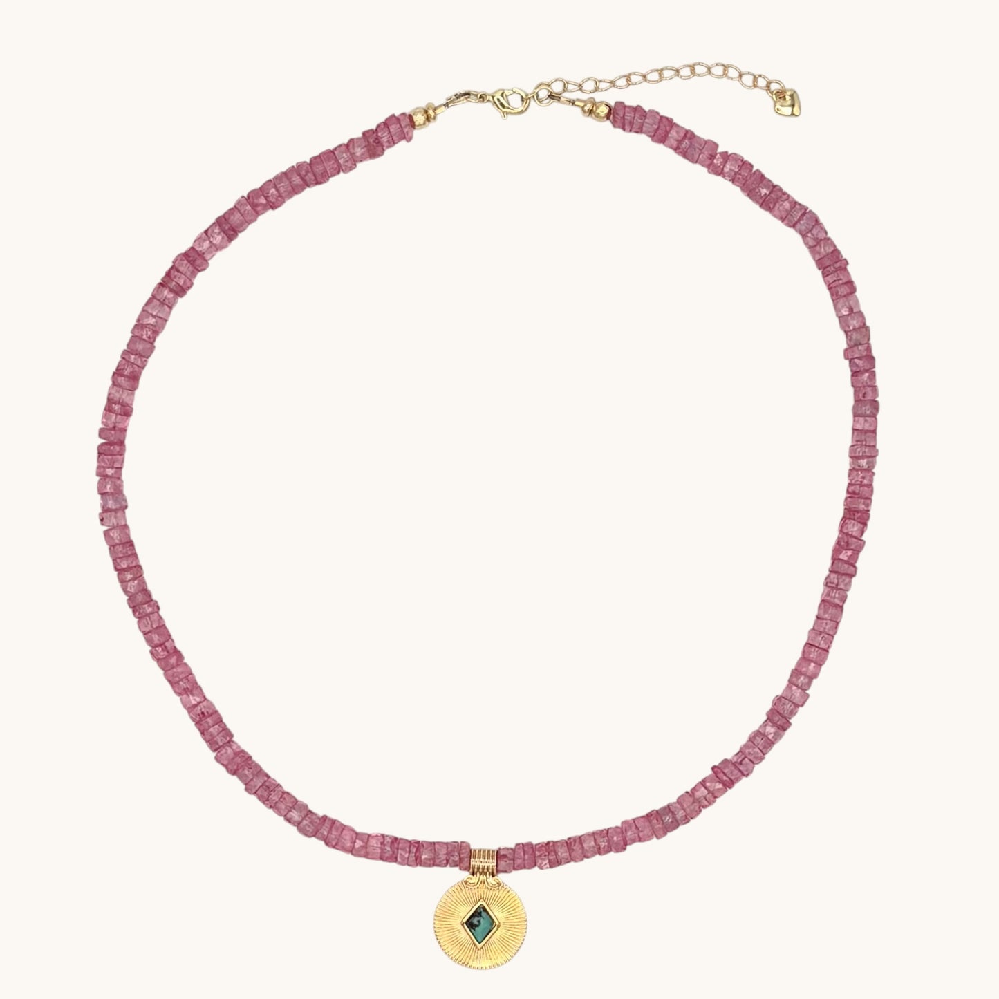 Hot Pink Topaz, Turquoise & 24k Gold-Filled Gemstone Necklace