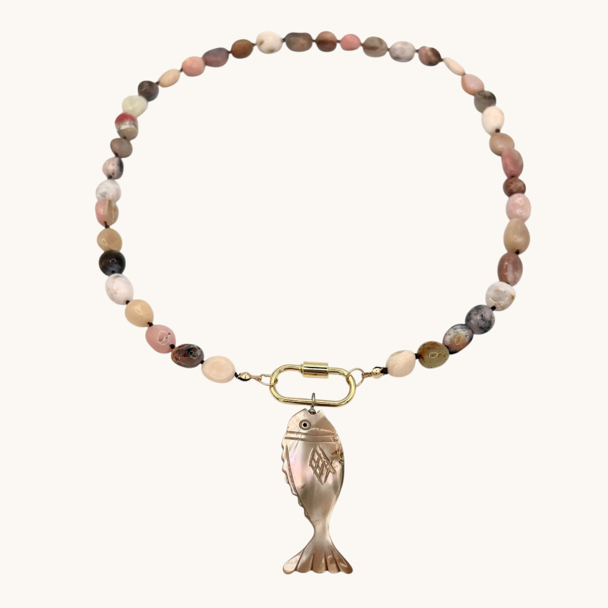 Pink Opal, Abalone & 24k Gold-Filled Necklace