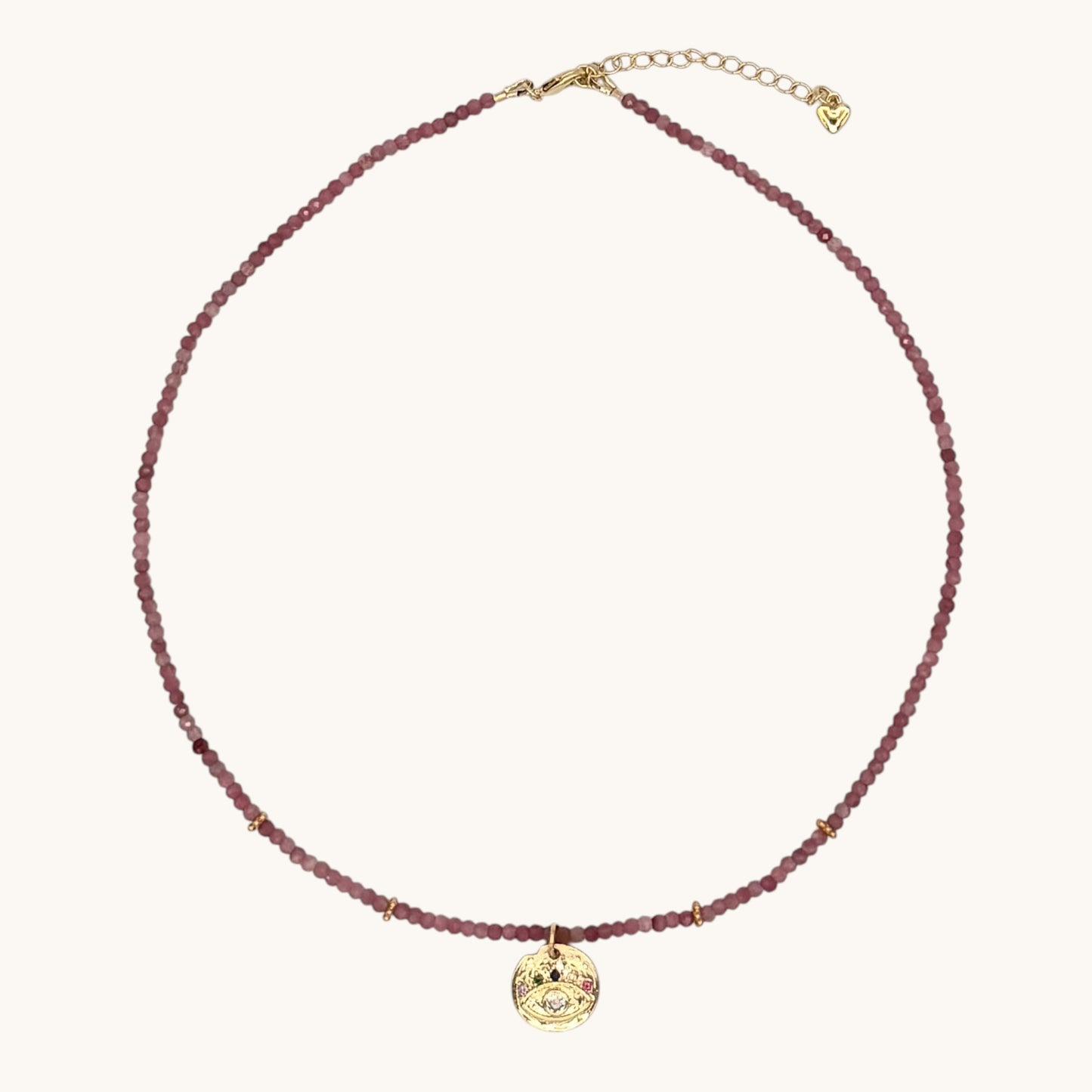 Tourmaline & 24k Gold-Filled Evil Eye Gemstone Necklace