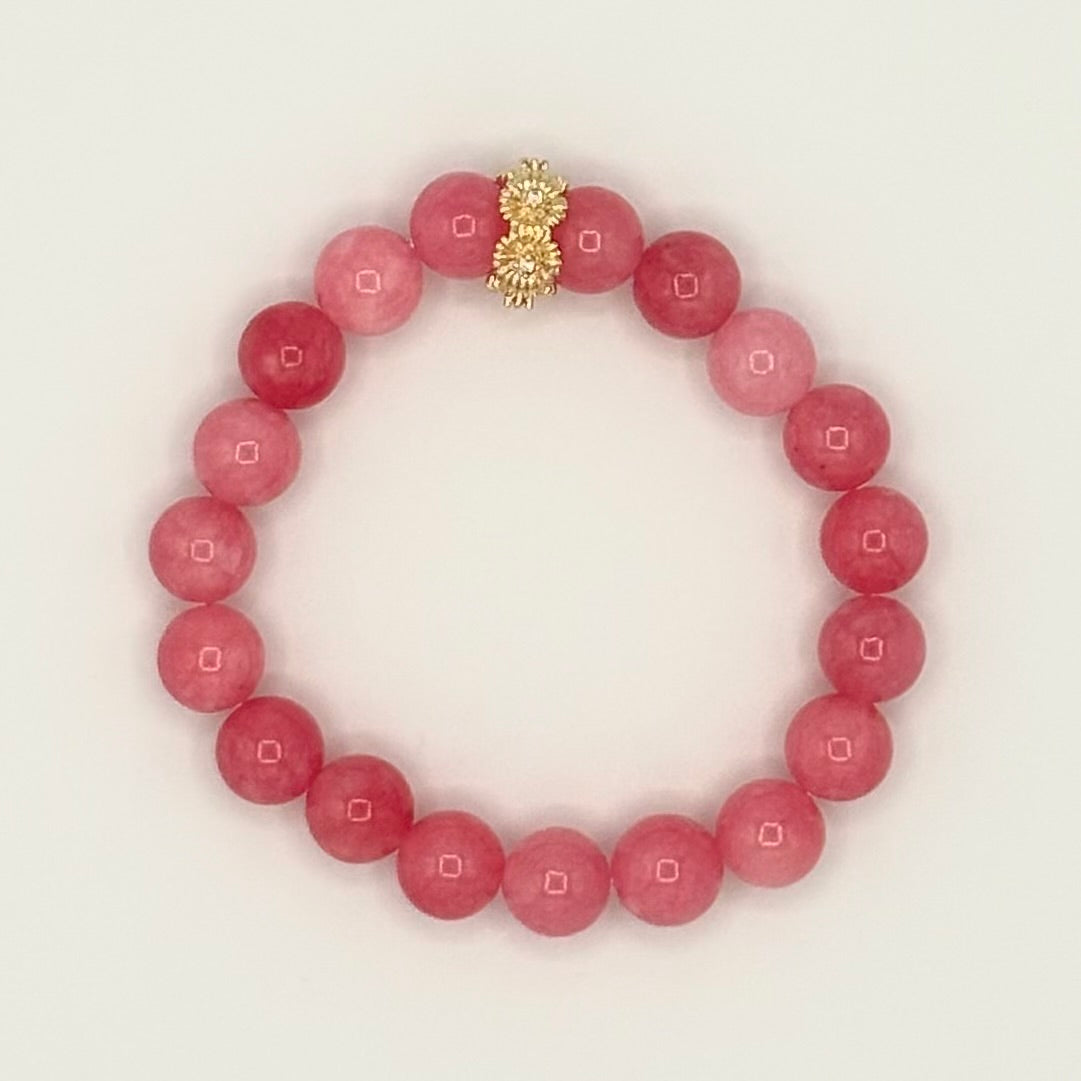 Pink Jade and Gold-Filled Kids Stretch Bracelet