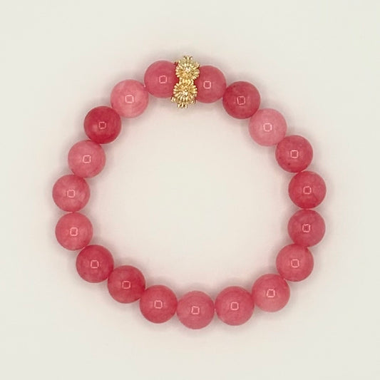 Pink Jade and Gold-Filled Kids Stretch Bracelet