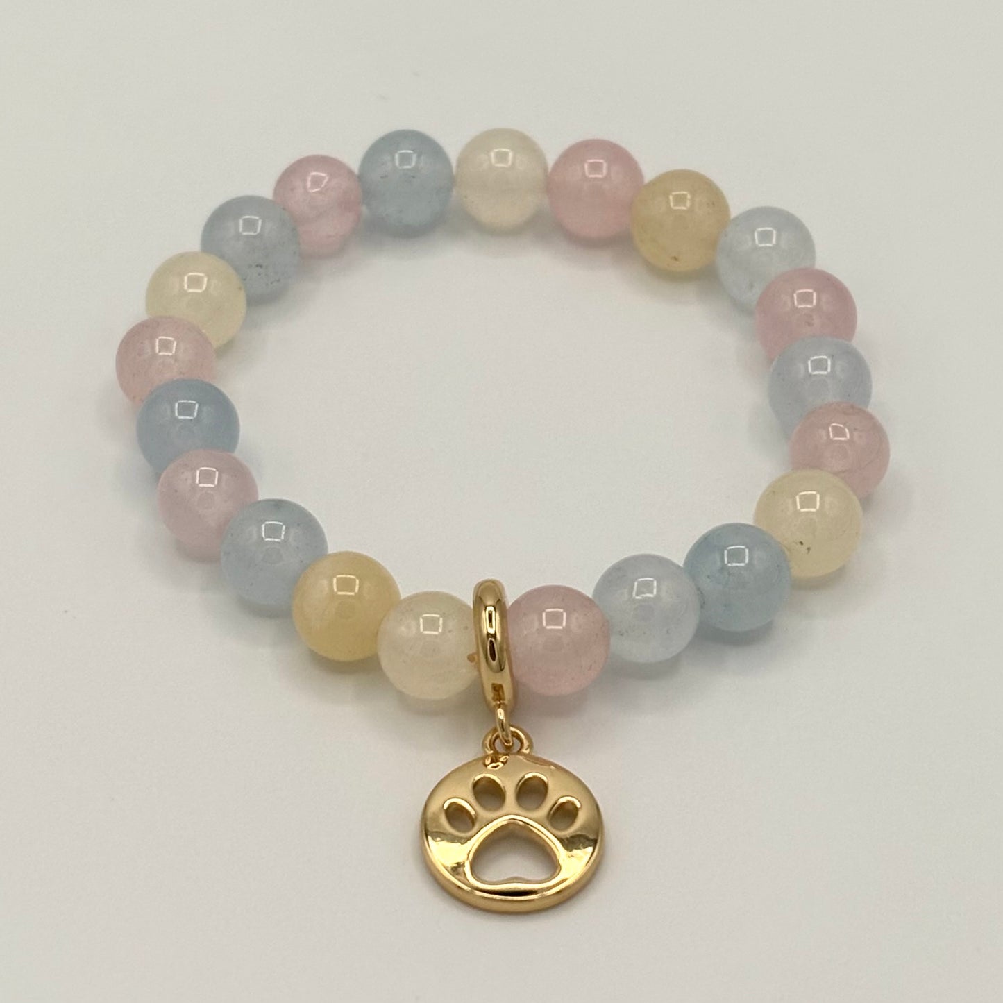Beryl Jade & Gold-Filled Paw Kids Stretch Bracelet