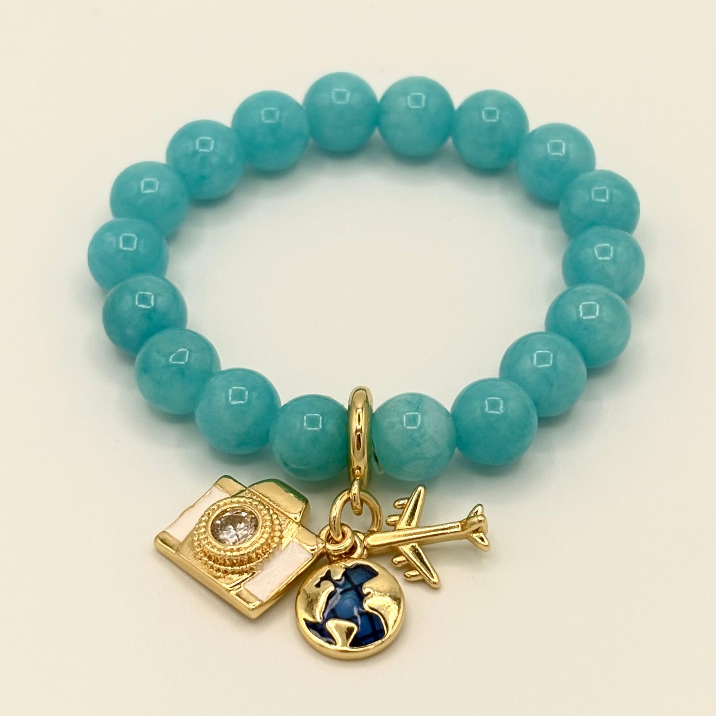 Blue Jade & Gold-Filled Travel Kids Stretch Bracelet