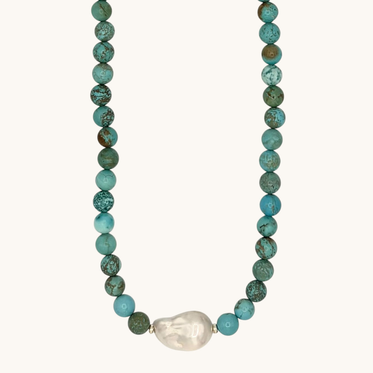 Turquoise, Freshwater Baroque Pearl & 18k Gold-Filled Gemstone Necklace