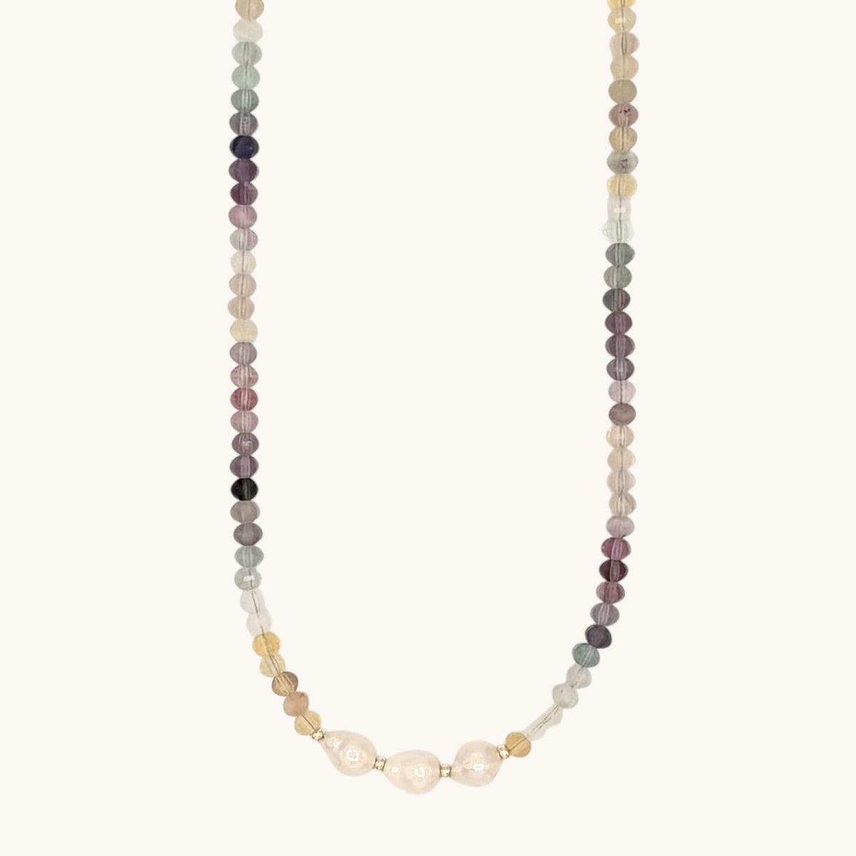 Fluorite, Freshwater Pearl and 18k Gold-Filled Necklace