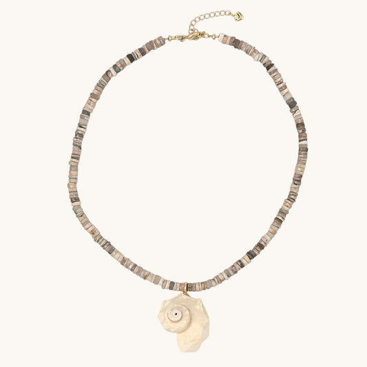 Australian Opal, Natural Conch Shell & 18k Gold-Filled Gemstone Necklace