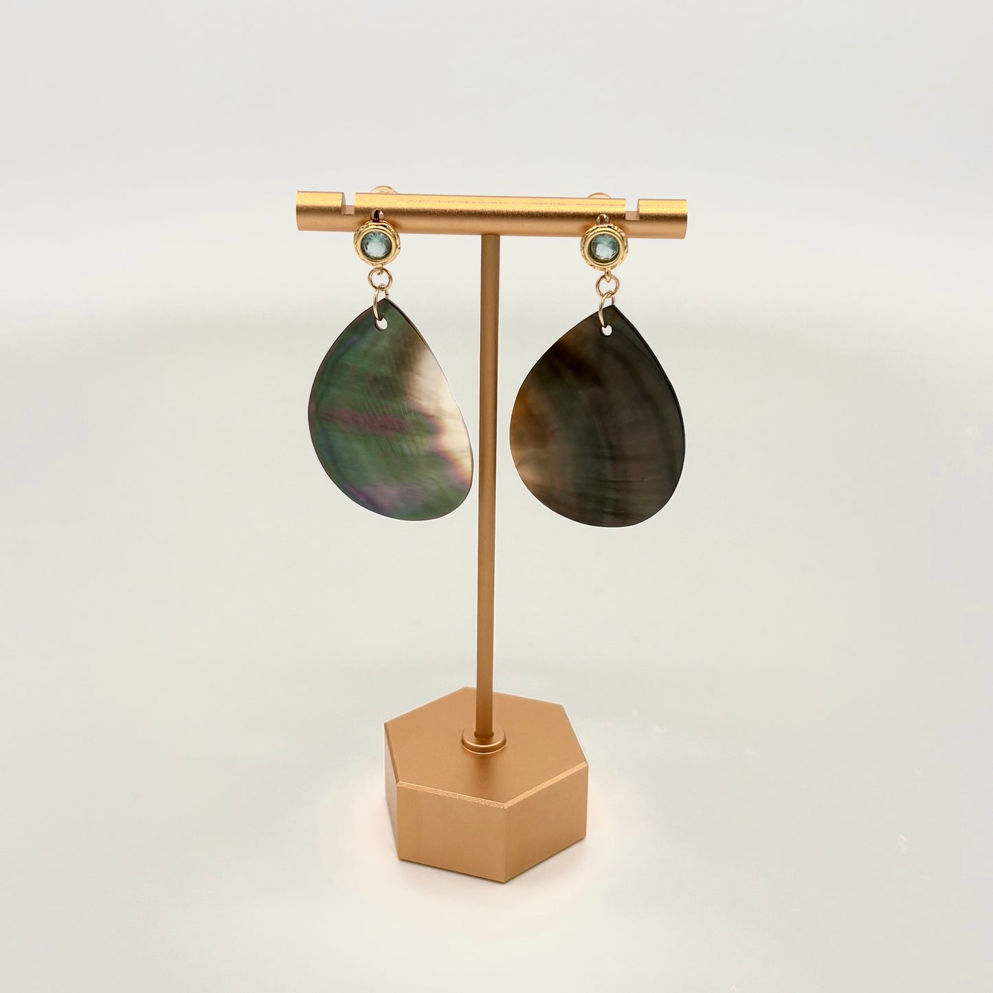 18k Gold-Filled Abalone Shell & Cubic Zirconia Statement Earrings