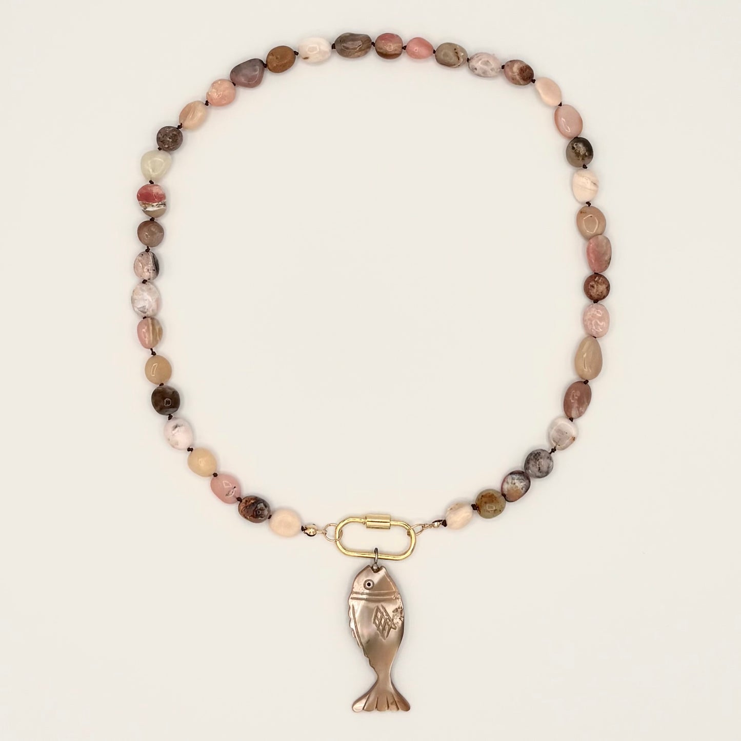 Pink Opal, Abalone & 24k Gold-Filled Necklace