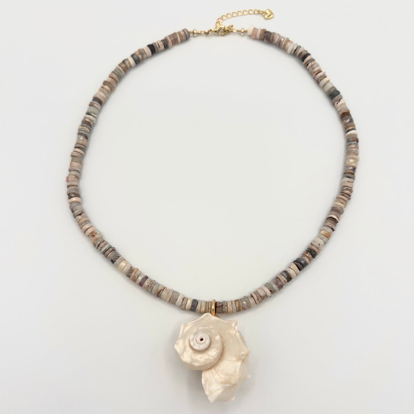 Australian Opal, Natural Conch Shell & 18k Gold-Filled Gemstone Necklace