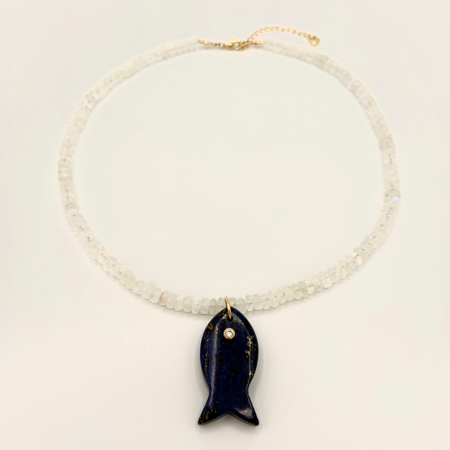 Rainbow Moonstone, Lapis Lazuli & 18k Gold-Filled Gemstone Necklace