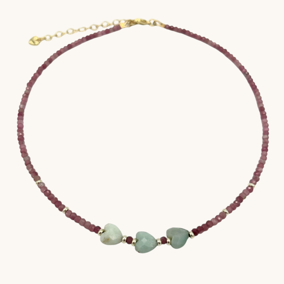 Pink Tourmaline & Amazonite Gemstone Necklace with 18k Gold-Filled Findings