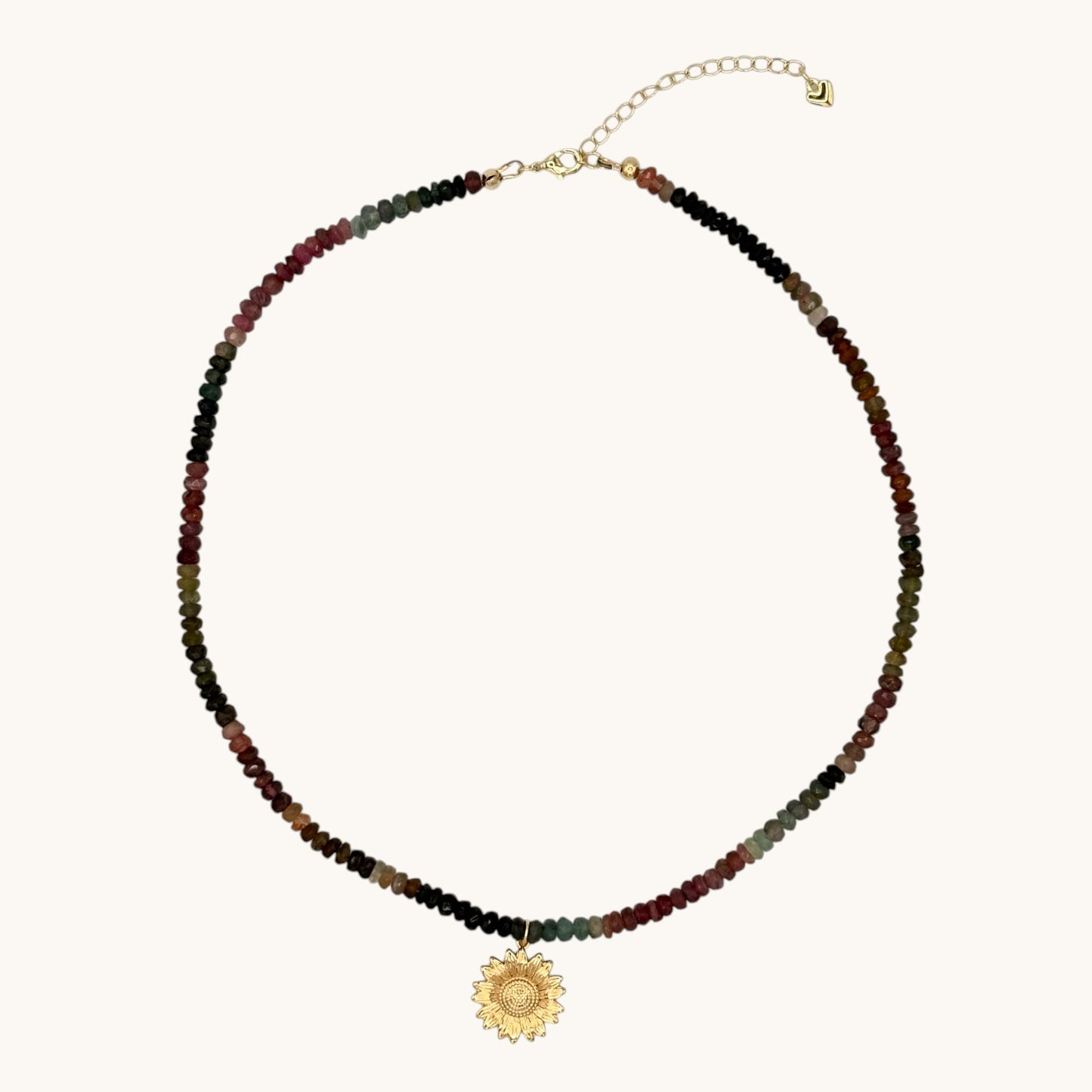 Tourmaline & Gold-Filled Sunflower Necklace