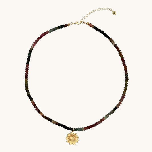 Tourmaline & Gold-Filled Sunflower Necklace