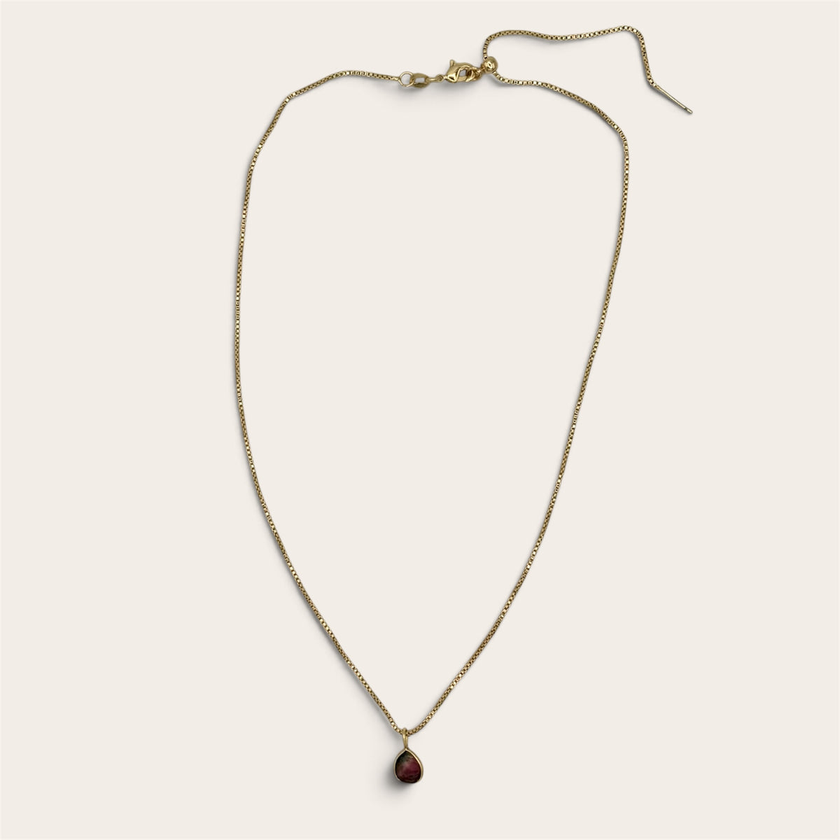 24k Gold-Filled Watermelon Tourmaline Slice Necklace