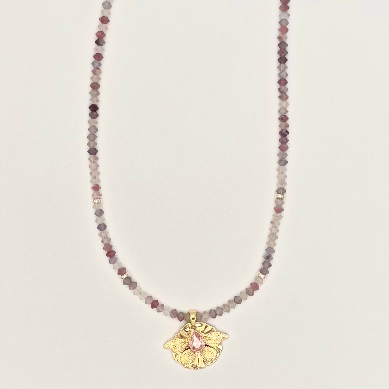 Tourmaline Butterfly Wing Necklace with Pink CZ | 18K Gold-Filled, 19” + Extender