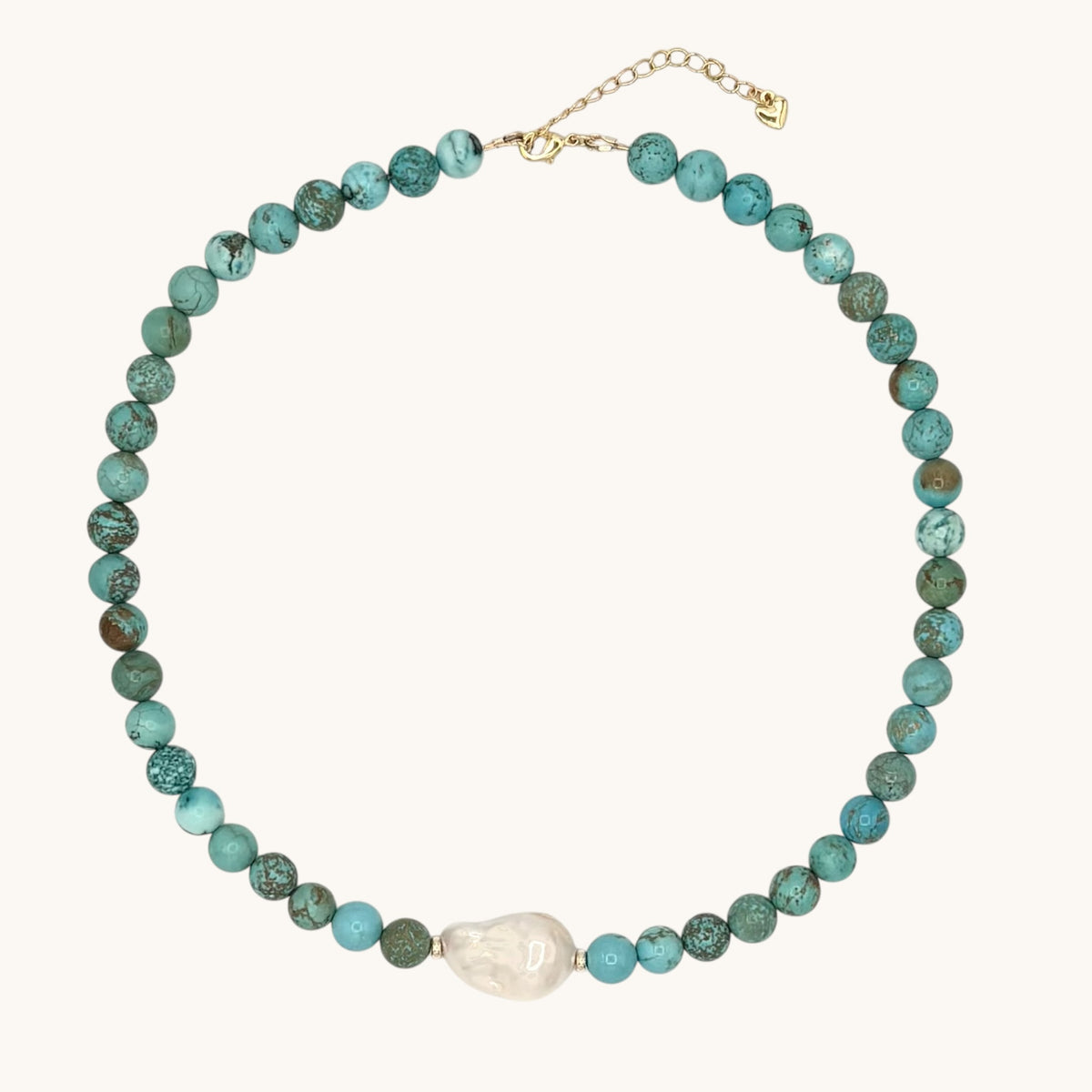 Turquoise, Freshwater Baroque Pearl & 18k Gold-Filled Gemstone Necklace