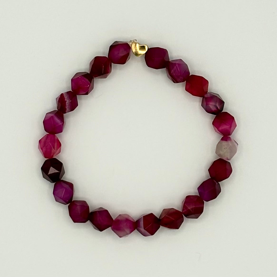Ruby Agate Stretch Bracelet with 18k Gold-Filled Spacer