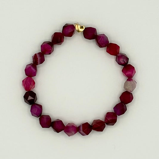 Ruby Agate Stretch Bracelet with 18k Gold-Filled Spacer