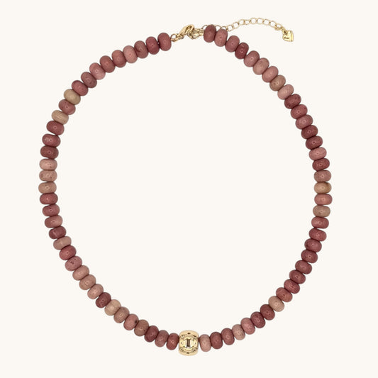 Rhodonite & 18k Gold-Filled Zirconia Necklace