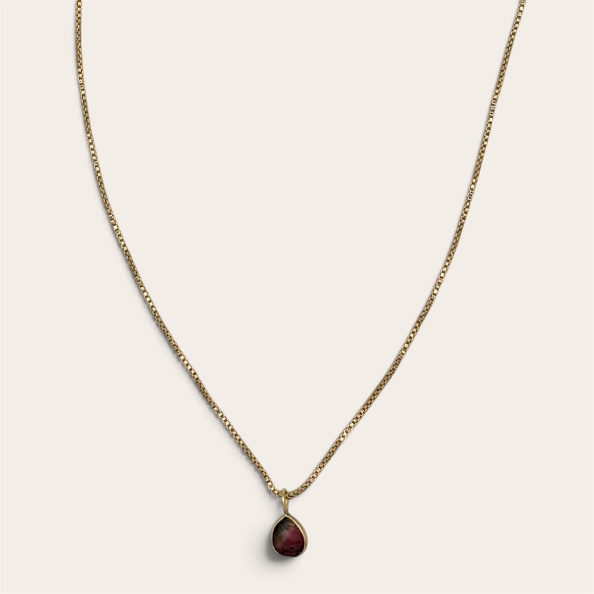 24k Gold-Filled Watermelon Tourmaline Slice Necklace