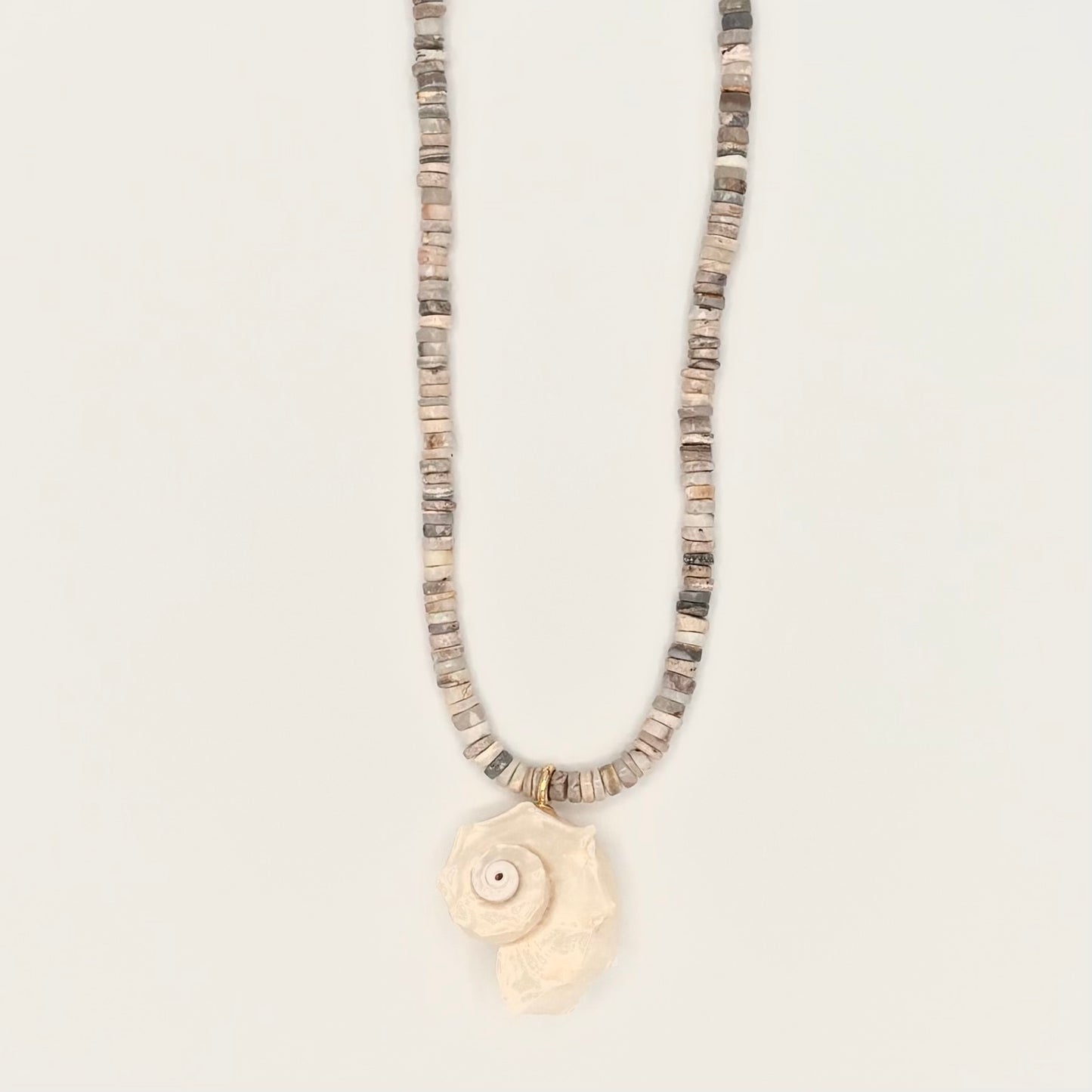 Australian Opal, Natural Conch Shell & 18k Gold-Filled Gemstone Necklace