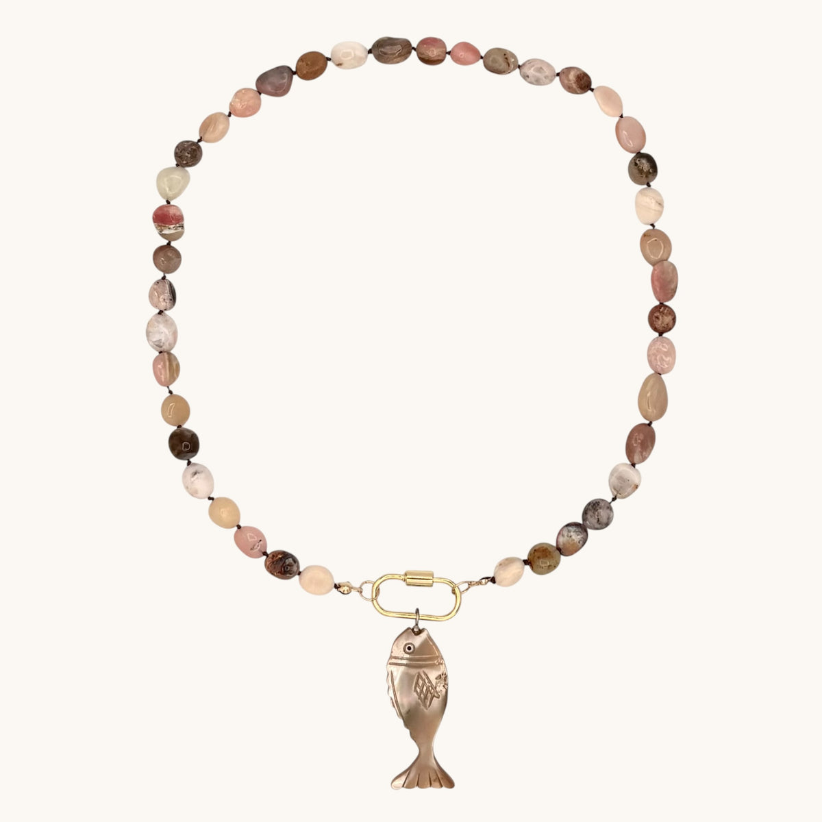 Pink Opal, Abalone & 24k Gold-Filled Necklace